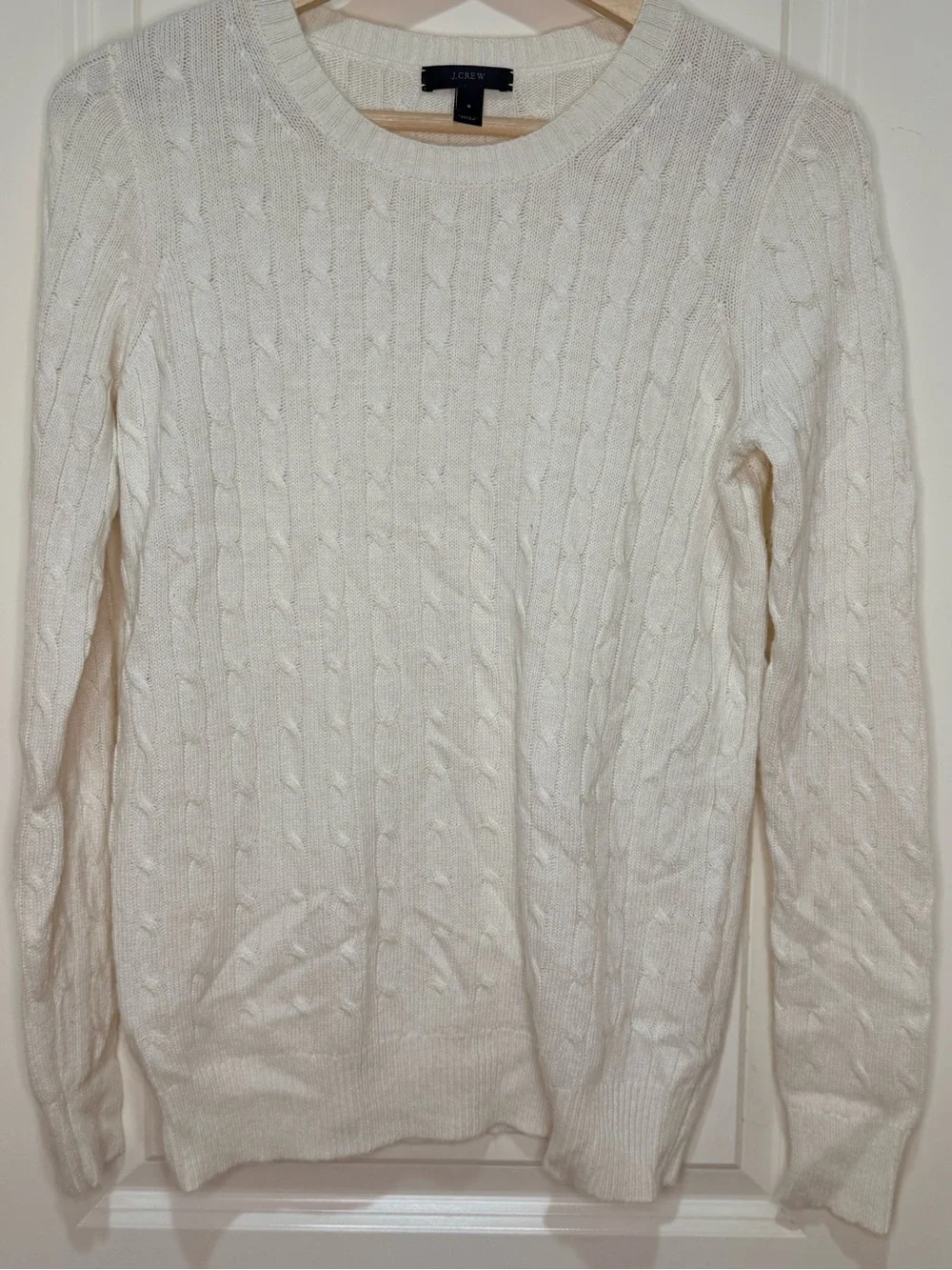 🤍 J.Crew Ivory Cable Knit Wool Blend Sweater Size Small